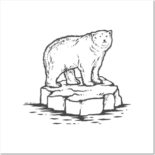 Polar Bear on Ice Floe Illustration Tshirt Posters and Art